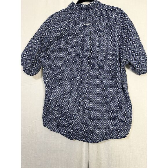 Ariat Men's Size XL Blue Short Sleeve Aztec Print Button Down Shirt With Stretch - Picture 2 of 8